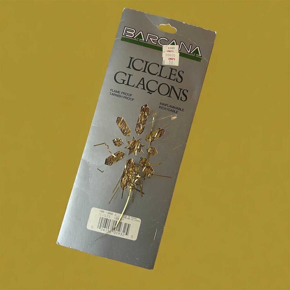 NEW Vintage 90s Barcana Icicles Garland Tinsel Gold Christmas Tree Decor New